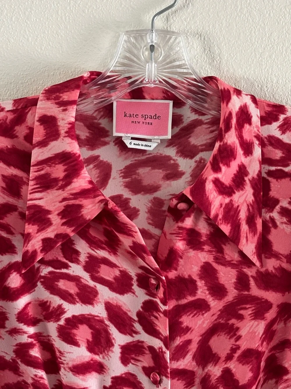 EUC kate spade Pink & Muted Red Women’s Long Sleeve Leopard Print Midi Skirt SZ6